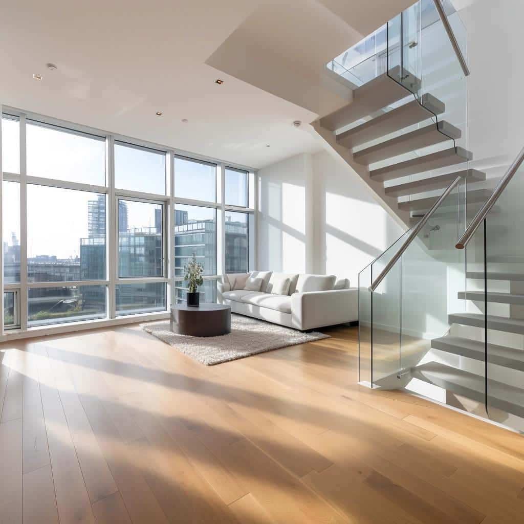 Top 5 Features of a £1.5M Luxe Canary Wharf Duplex with Terrace. 2 Inside a £1,500,000 Canary Wharf London duplex apartment with an outdoor terrace