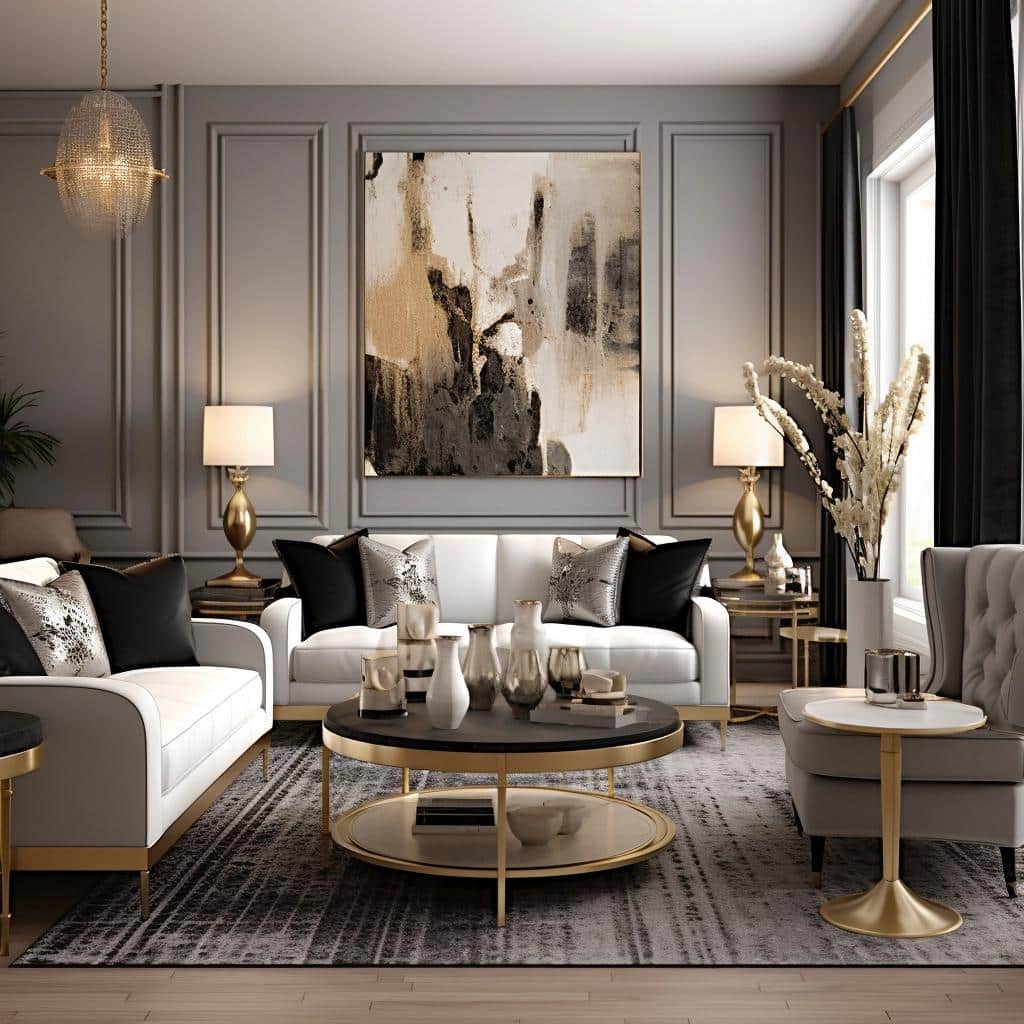 Transform Your Space: The Magic of Black, White, Gray, and Gold in Your Living Room. 2 Transform Your Space: The Magic of Black, White, Gray, and Gold in Your Living Room.