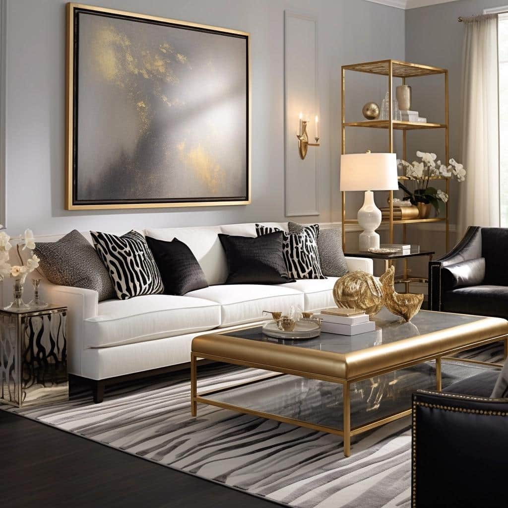 Transform Your Space: The Magic of Black, White, Gray, and Gold in Your Living Room. 4 Transform Your Space: The Magic of Black, White, Gray, and Gold in Your Living Room.