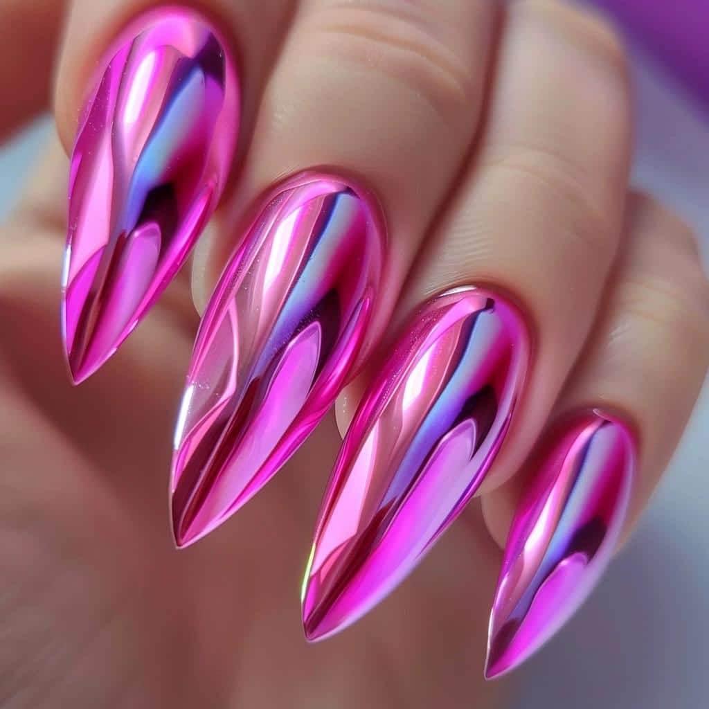 You'll Never Believe What These Pink Chrome Nails Can Do. 4 TITLE: You'll Never Believe What These Pink Chrome Nails Can Do.