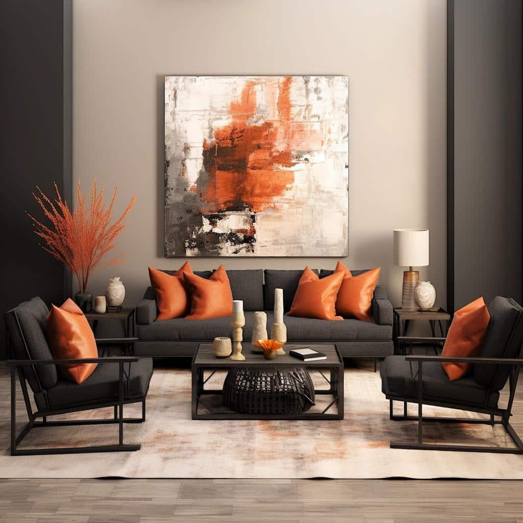 Unveiling the Charm: A Black and Rust Living Room Transformation. 2 Unveiling the Charm: A Black and Rust Living Room Transformation.