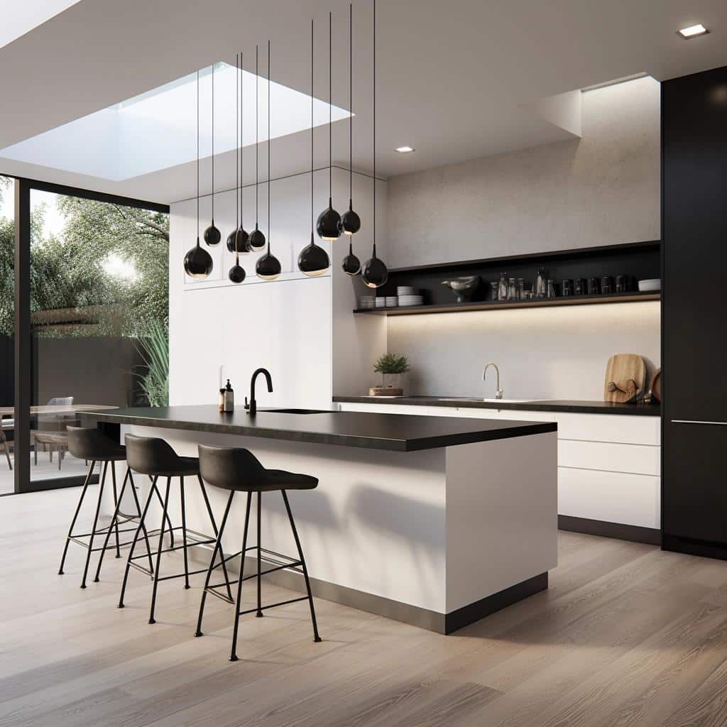 Discover the Elegance: Inside a Sleek Black and White Modern Kitchen. 1 Discover the Elegance: Inside a Sleek Black and White Modern Kitchen.