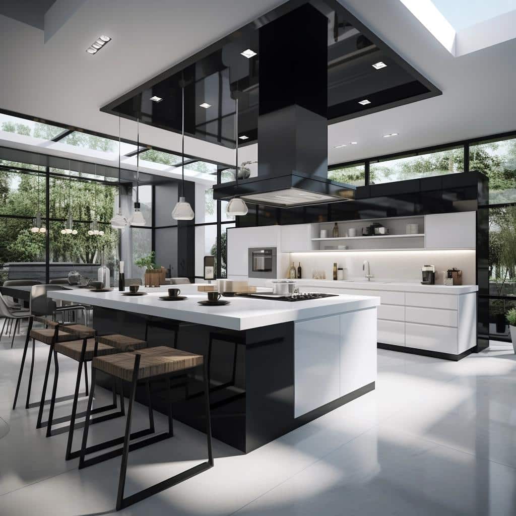 Discover the Elegance: Inside a Sleek Black and White Modern Kitchen. 2 Discover the Elegance: Inside a Sleek Black and White Modern Kitchen.