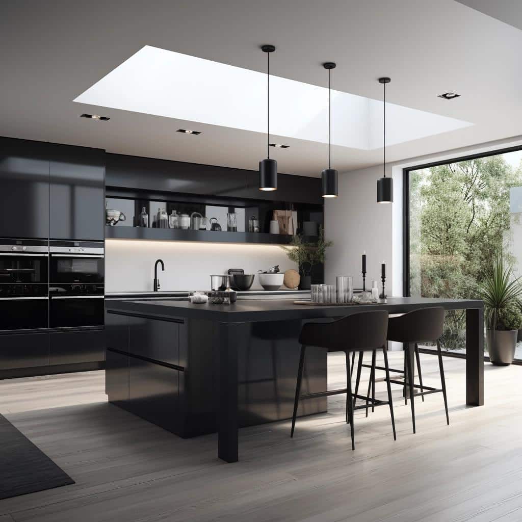 Discover the Elegance: Inside a Sleek Black and White Modern Kitchen. 3 Discover the Elegance: Inside a Sleek Black and White Modern Kitchen.
