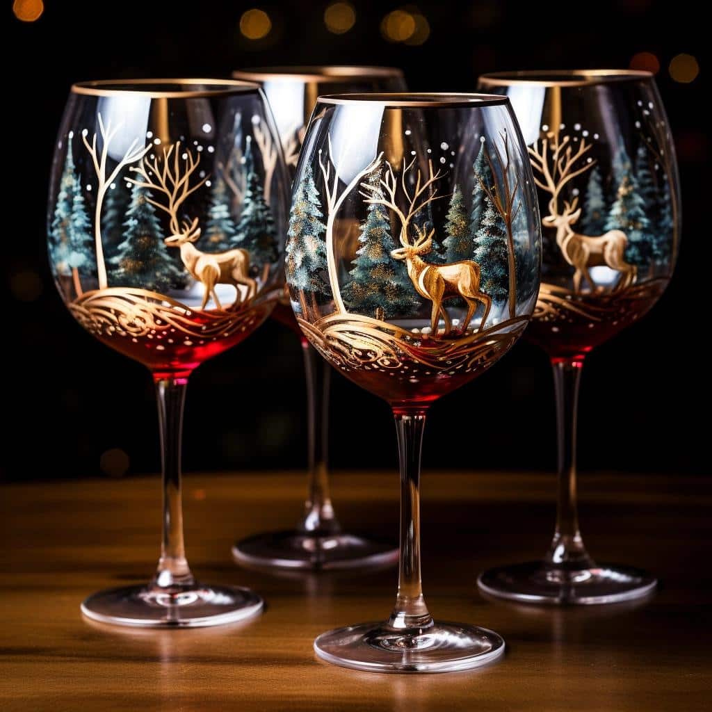 Unveil the Magic of Decorated Wine Glasses for Christmas Merriment. 1 Unveil the Magic of Decorated Wine Glasses for Christmas Merriment.