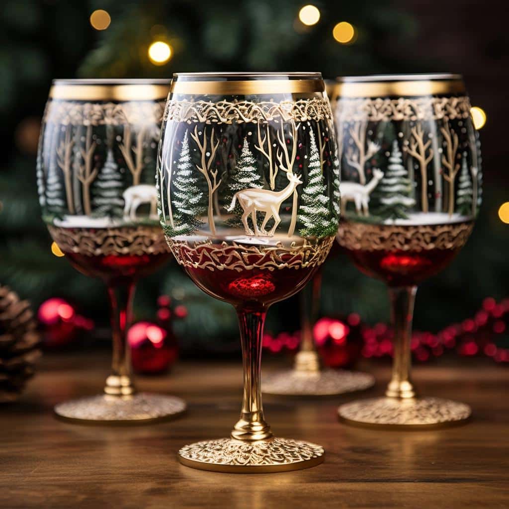 Unveil the Magic of Decorated Wine Glasses for Christmas Merriment. 3 Unveil the Magic of Decorated Wine Glasses for Christmas Merriment.