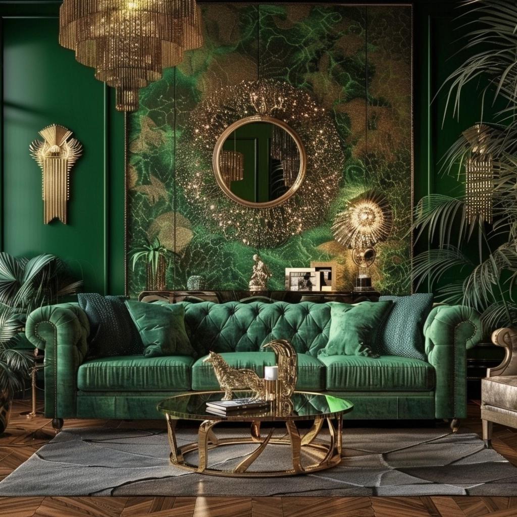 Unveiling Elegance: Transform Your Space with Green and Gold Living Room Magic. 2 Unveiling Elegance: Transform Your Space with Green and Gold Living Room Magic.