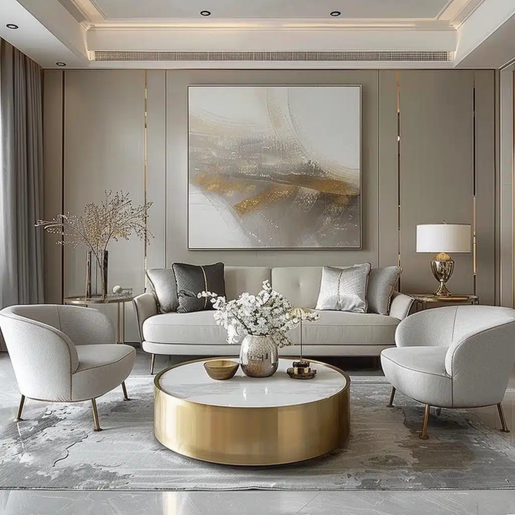 Elevate Your Space 7 Chic Grey White Gold Living Room Ideas