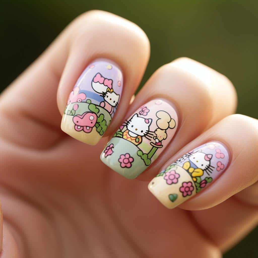 Unexpected Nail Art Trend: The Captivating World of Hello Kitty Nails. 2 Unexpected Nail Art Trend: The Captivating World of Hello Kitty Nails.