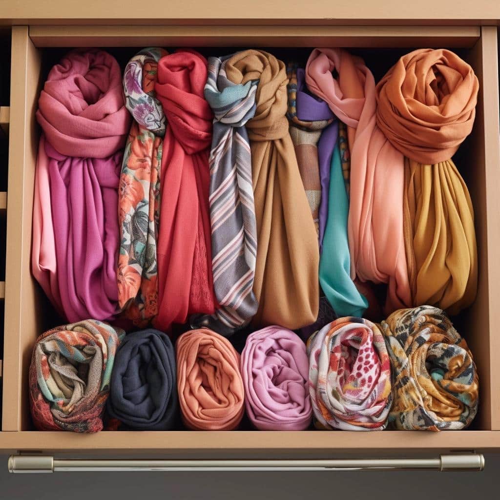 Declutter Magic: Ingenious Ways to Organize Your Scarves. 4 Declutter Magic: Ingenious Ways to Organize Your Scarves.
