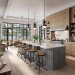 kitchen island with shiplap