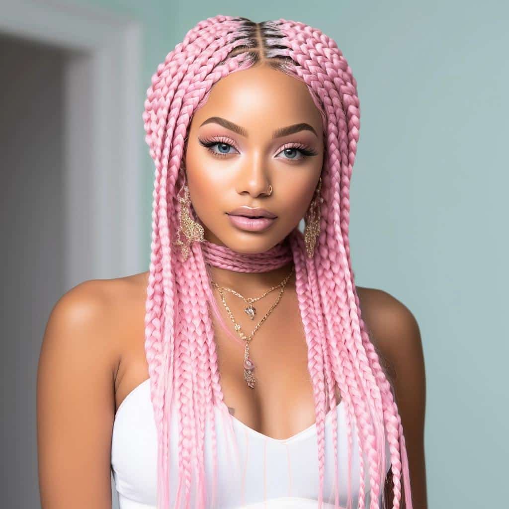Transform Your Look with Light Pink Box Braids: See How! 3 Transform Your Look with Light Pink Box Braids: See How!
