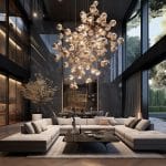 modern chandelier for high ceiling living room