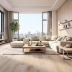 modern light wood floor living room