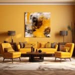 modern yellow and brown living room