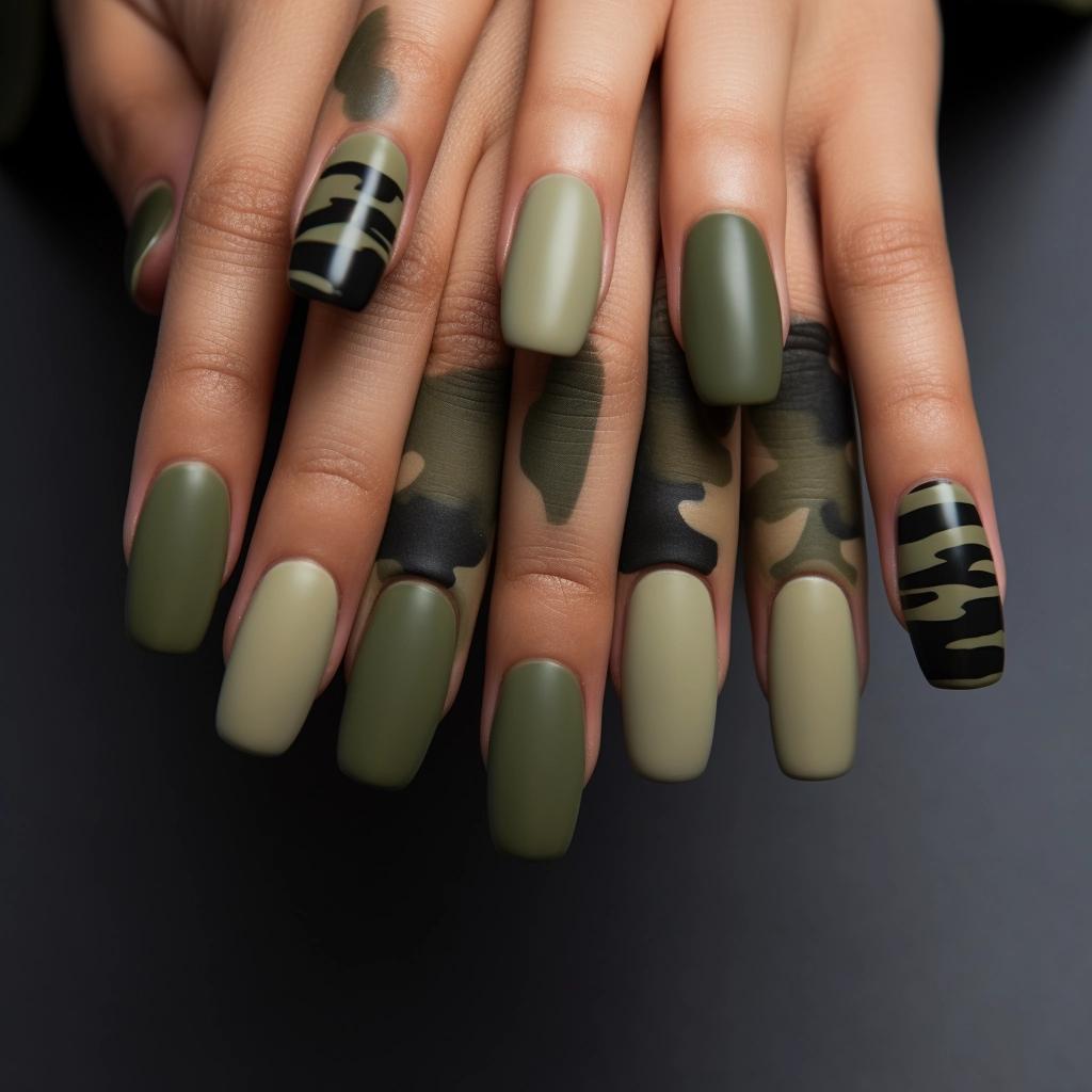 Unveil the Secret Behind Trending Military Green Nails. 1 Unveil the Secret Behind Trending Military Green Nails.