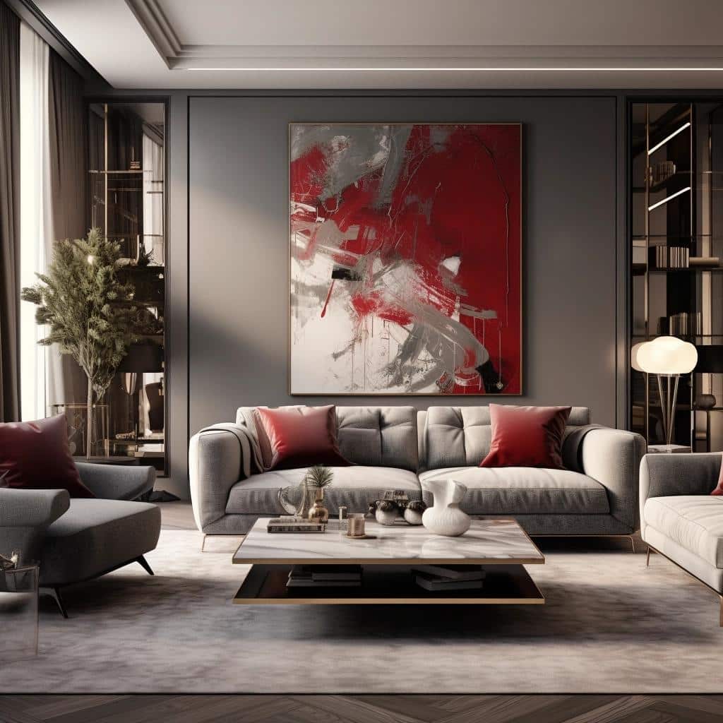 Unlock the Chic Potential: Red and Grey Living Room Magic. 2 Unlock the Chic Potential: Red and Grey Living Room Magic.