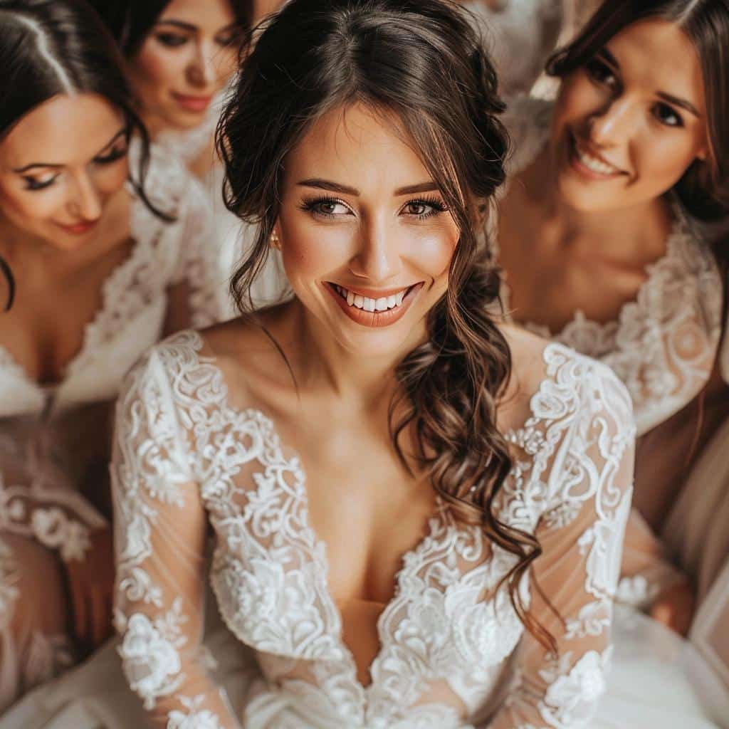 Blushing Brides Captivated by Enchanting Lace Sleeve Wedding Dresses. 4 Blushing Brides Captivated by Enchanting Lace Sleeve Wedding Dresses.