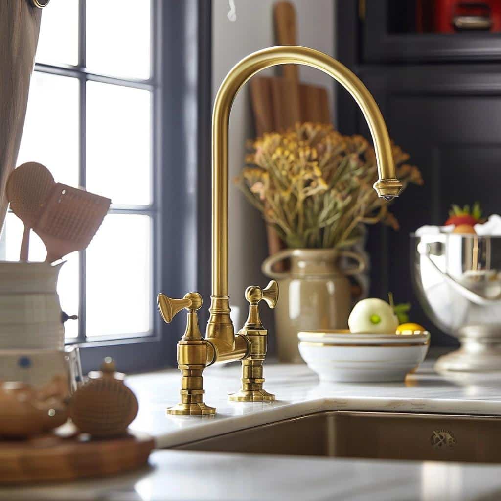 Uncover the Timeless Charm of Antique Brass Kitchen Faucets. 1 Uncover the Timeless Charm of Antique Brass Kitchen Faucets.