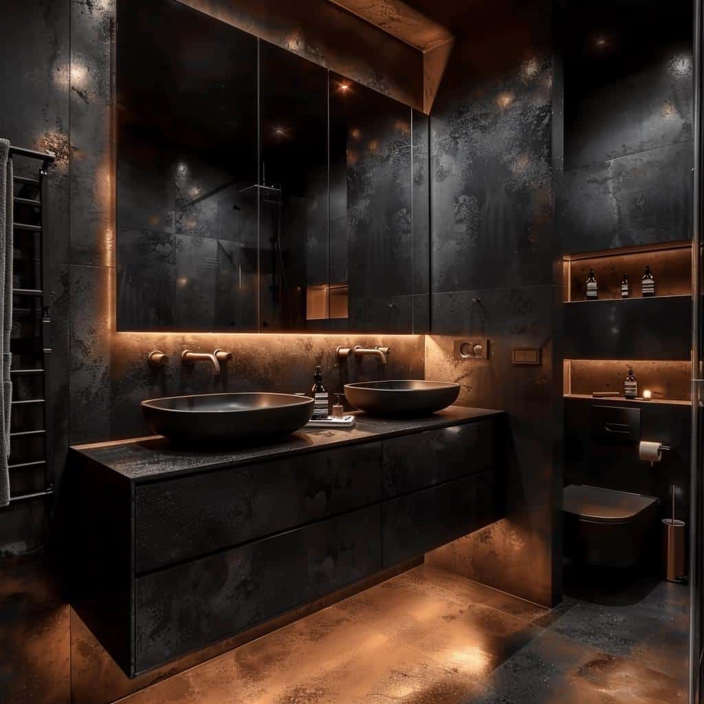 Unlock the Allure of Darkness: Captivating Dark Bathroom Design Secrets Unveiled. 3 Unlock the Allure of Darkness: Captivating Dark Bathroom Design Secrets Unveiled.