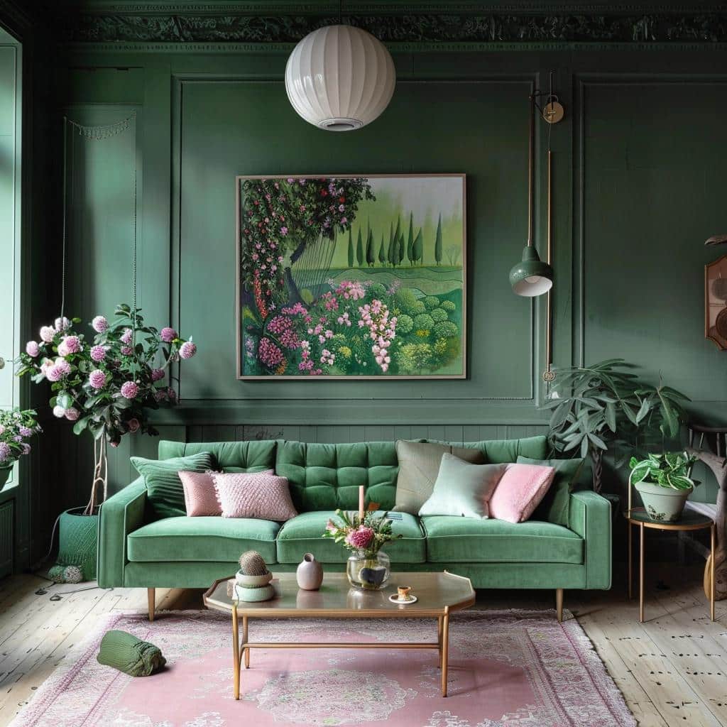 Unlock the Secret to a Captivating Green and Pink Living Room Transformation. 1 Unlock the Secret to a Captivating Green and Pink Living Room Transformation.