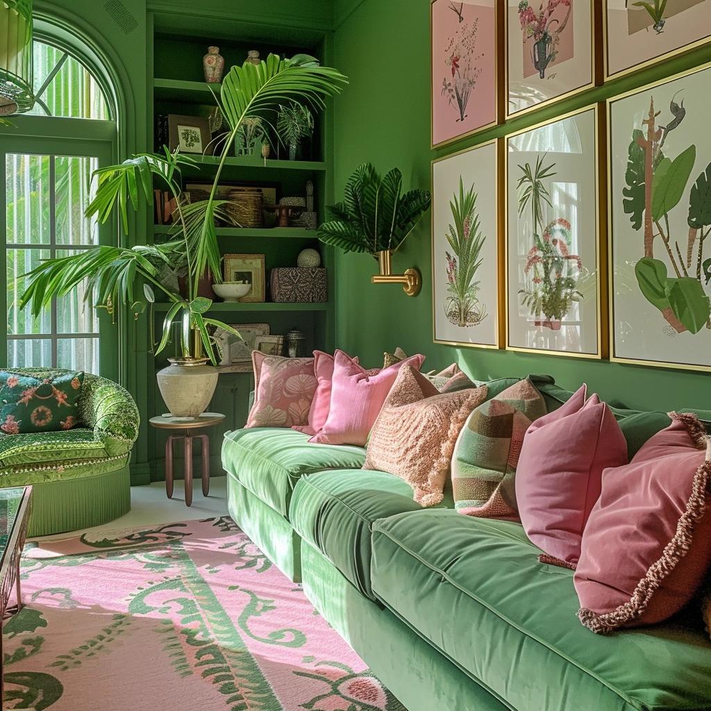 Unlock the Secret to a Captivating Green and Pink Living Room Transformation. 3 Unlock the Secret to a Captivating Green and Pink Living Room Transformation.