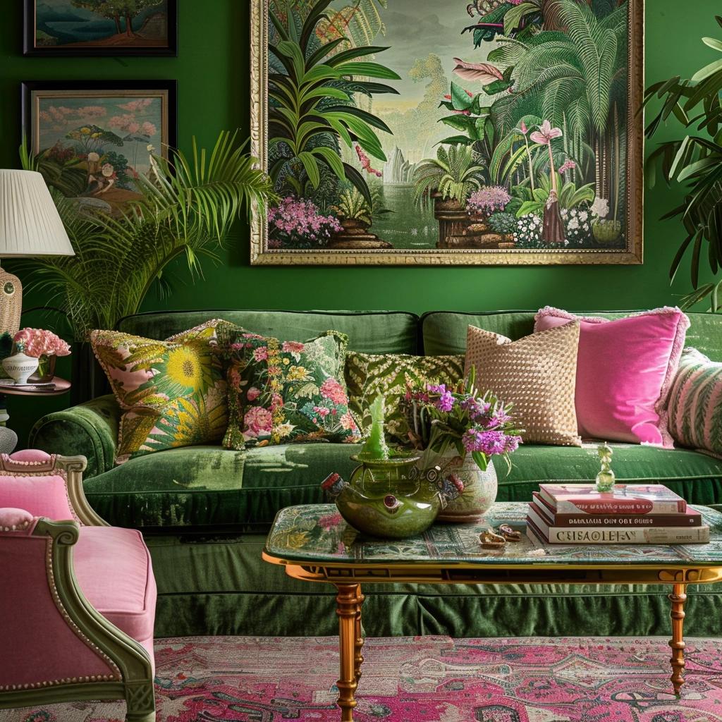 Unlock the Secret to a Captivating Green and Pink Living Room Transformation. 4 Unlock the Secret to a Captivating Green and Pink Living Room Transformation.
