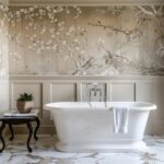 Unlock the Zen of Bathroom Design: Discover the Art of Wallpaper Transformation.