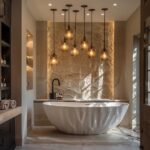 Unravel the Luminous Secrets: Hanging Lights Elevate Your Bathroom's Allure.