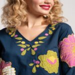 Artful Appliqued Embroidery Adorns Elegant Attire.