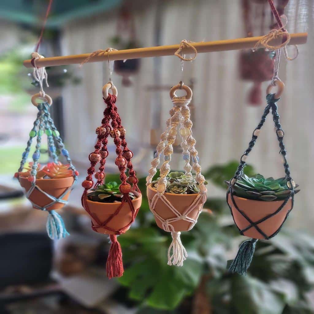 Picture of Elevate Your Greenery Artfully with This Chic Macrame Plant Hanger.