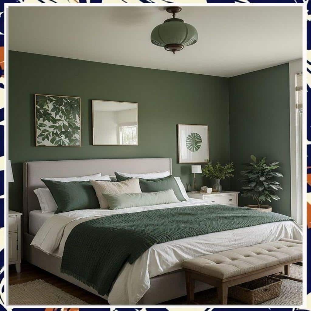 Soothing Serenity Sage Green Bedroom Oasis for Relaxation and Rejuvenation. 