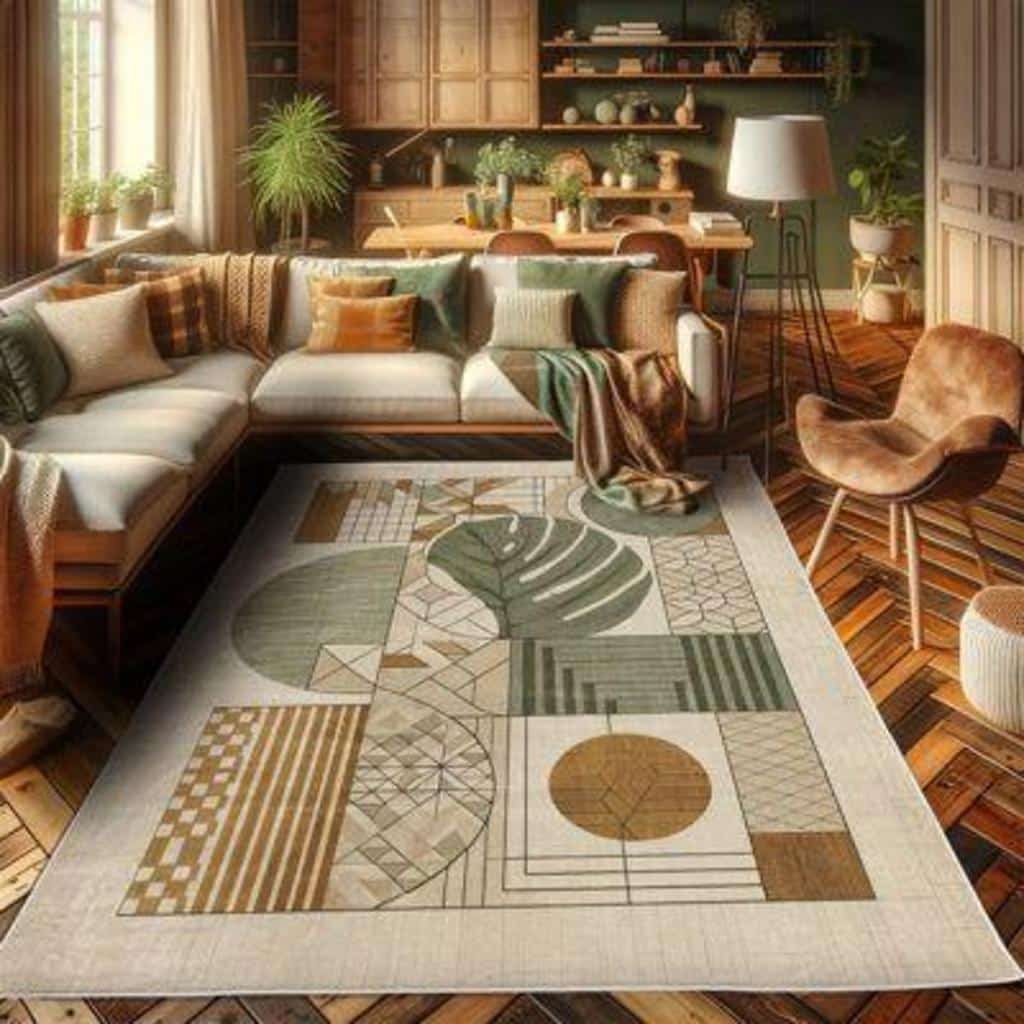 Timeless Geometric Elegance Mid-Century Area Rug.