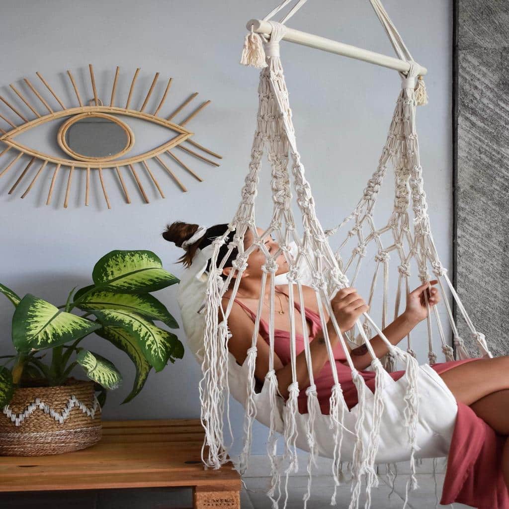 Woven Wonderland Macrame Chair Adds Cozy Charm to Any Space.