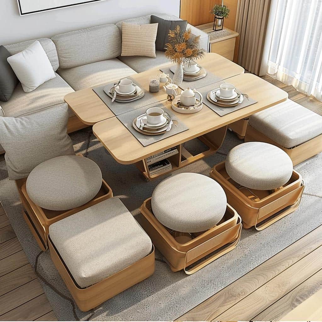 3 Functional Sofa Table with Stools Ideas for Compact Rooms 1 3 Functional Sofa Table with Stools Ideas for Compact Rooms
