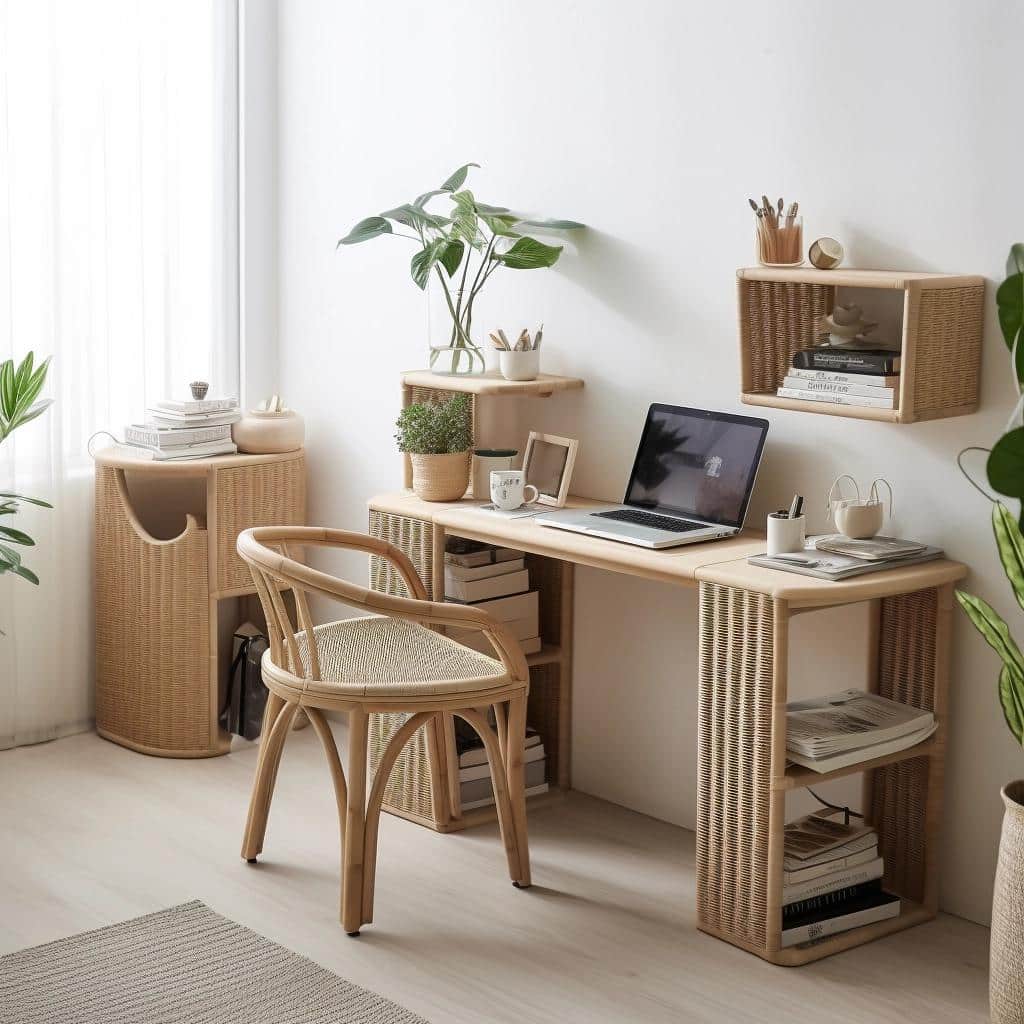 7 Space-Saving Rattan Desks for Tiny Areas