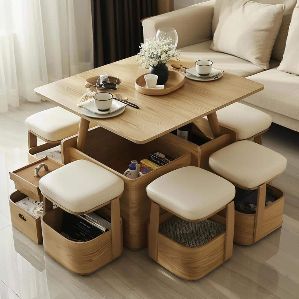 7 Stylish Sofa Tables with Stools for Tiny Areas 3 7 Stylish Sofa Tables with Stools for Tiny Areas