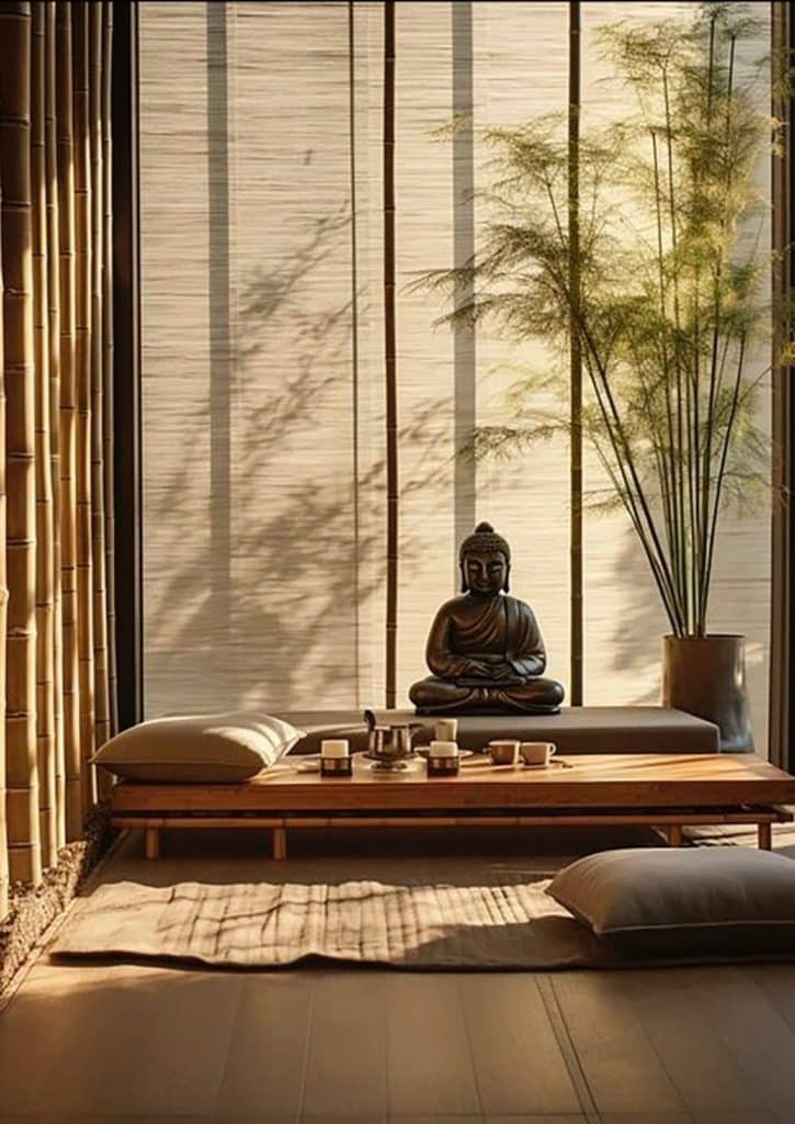 Transform Your Practice with Powerful Yoga Techniques and Insights. 8 Space with Buddha sculpture, image from Pinterest