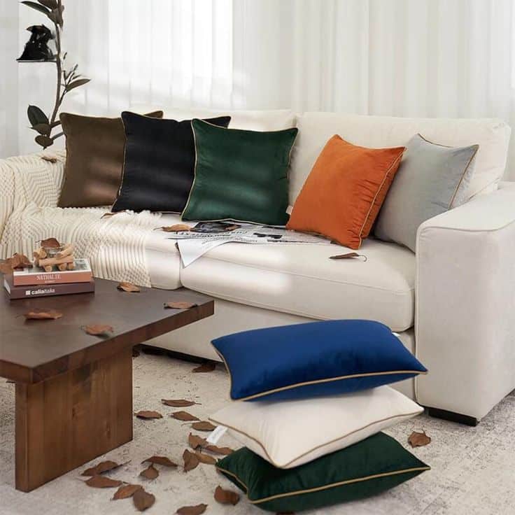 Transform Your Home into a Cozy Winter Retreat. 1 Sofas with velvet cushions.