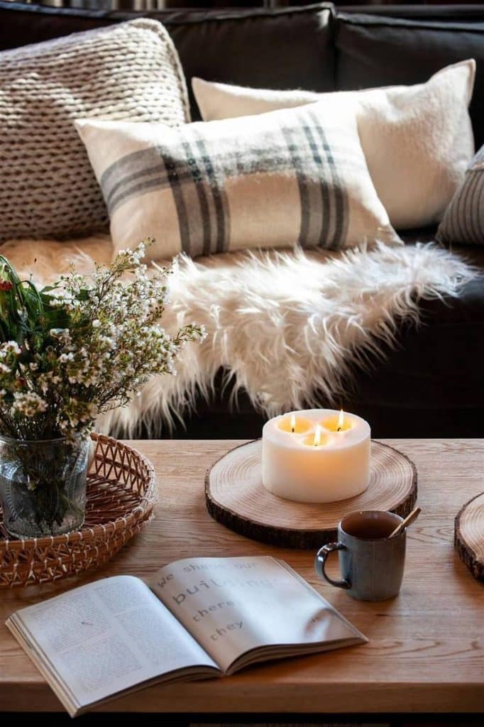 Transform Your Home into a Cozy Winter Retreat. 5 Living room with candles.