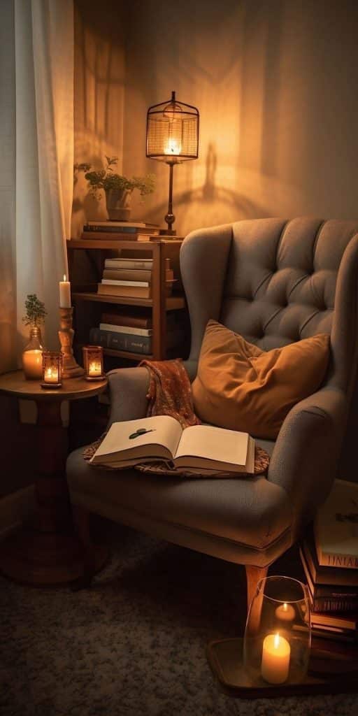 Transform Your Home into a Cozy Winter Retreat. 3 Reading chair with lamp.