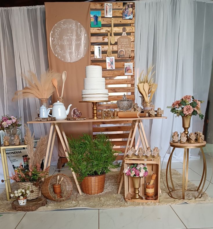 Enchanting Rustic Bridal Shower Ideas for a Memorable Celebration. 3 Table decorated with kitchen utensils adds charm