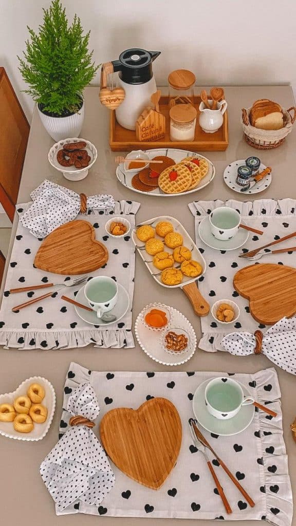 Breakfast setup with fruit and coffee