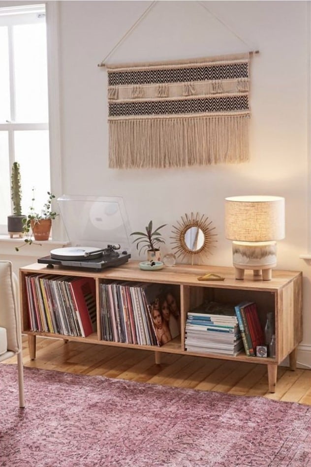 Unique Ways to Display Vinyl Records in Home Décor. 5 Horizontal wooden console