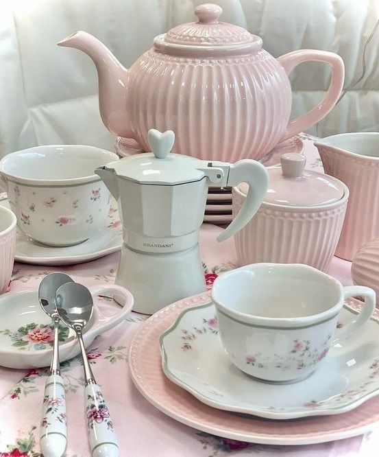 Pink and white porcelain