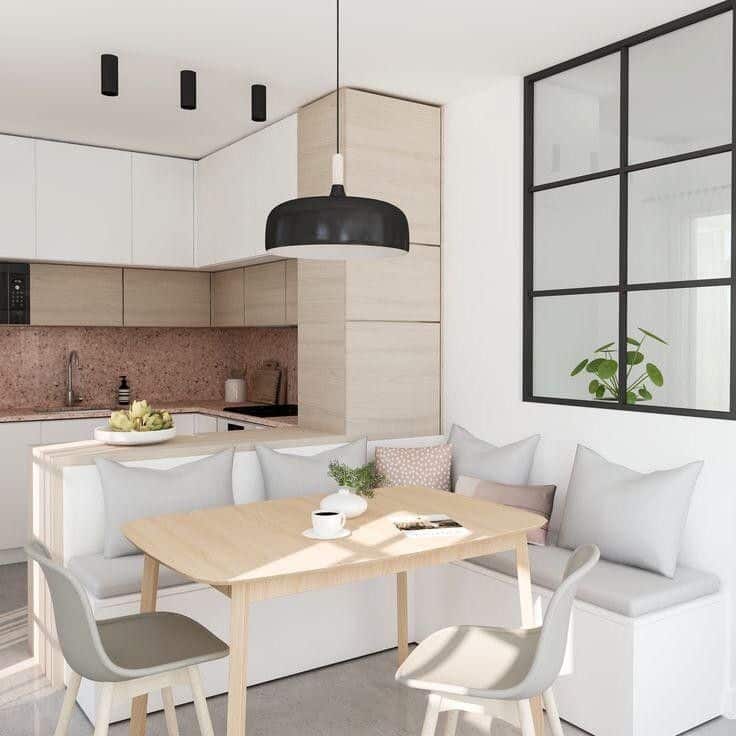 Transform Your Kitchen: Essential Tips for a Stunning Countertop. 7 Neutral-colored kitchen with corner table
