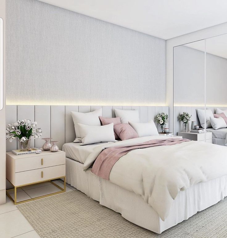 Stylish and Minimalist Ideas for a Dreamy Couple's Bedroom. 5 Bedroom with straight-line furniture