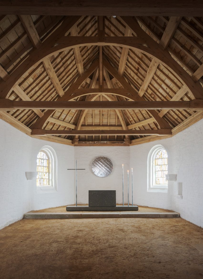 Interior view featuring new altar designed by Ronan Bouroullec.