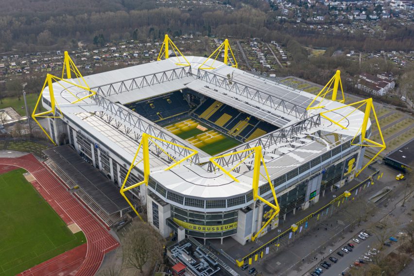 MHPArena highlighted with its unique roof design supported by a curved steel frame.
