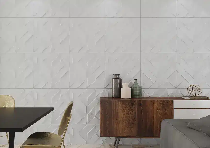 Transform Your Living Room with Stunning Covering Ideas. 1 Revestimentos para sala: Blanche Quitan Acetinado é mais uma opção elegante para o espaço – Foto: Ceusa